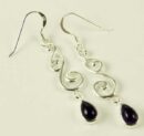 Silver Earring Swirl Amethyst