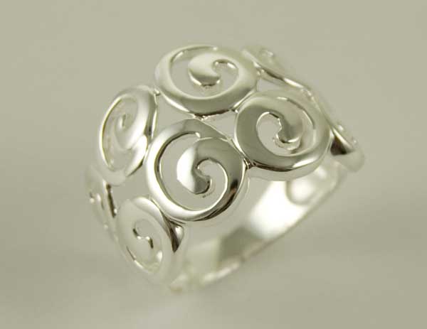 Ring Silver Circle Swirls W18mm