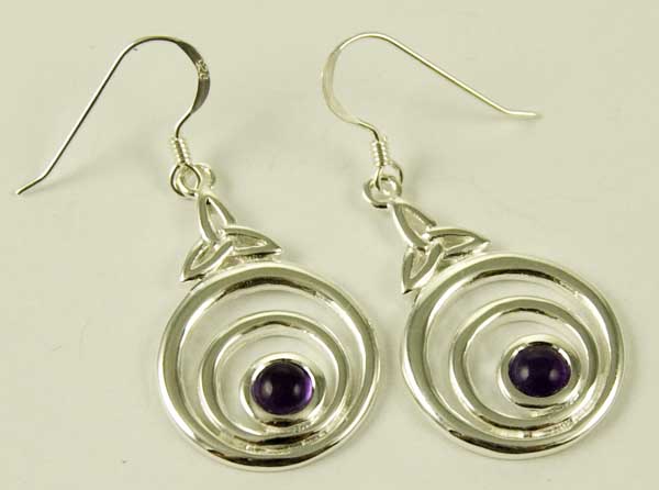 Silver Earring Circle Amethyst
