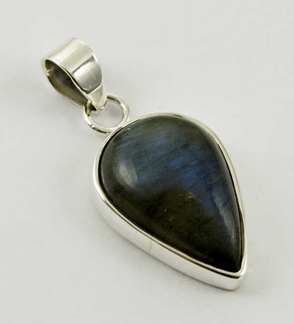 Pendant Silver Tear Drop Labrodite Cab