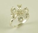 Ring Silver Flower Clear CZ Stone W16mm