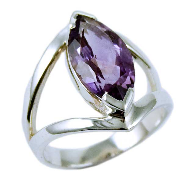 Silver Ring Amethyst Tear Drop