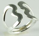 Ring Silver Double Heart Cut
