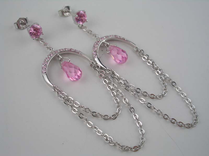 Earring Silver Chain Drop