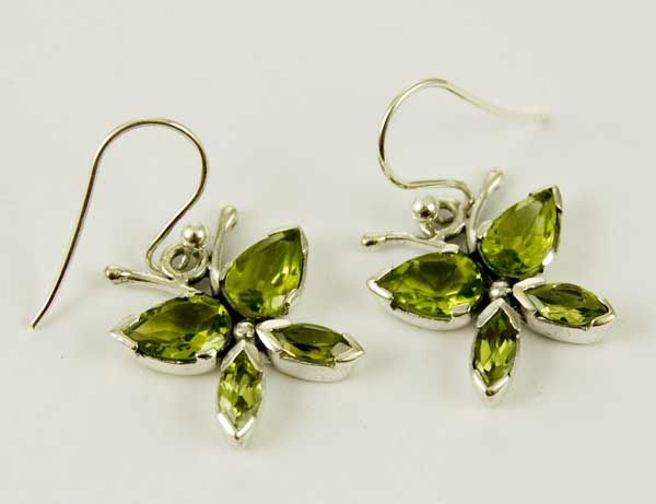 Earring Silver Butterfly Peridot