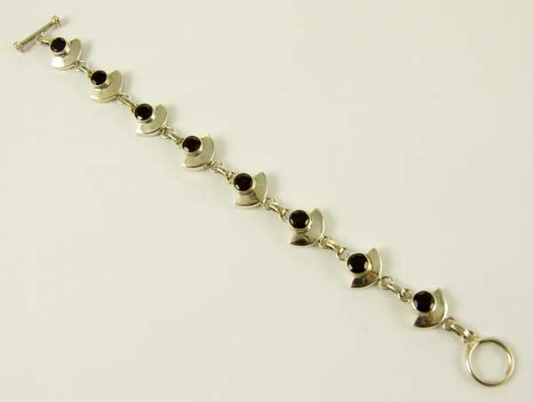 Bracelet Silver Circle Stone Garnet