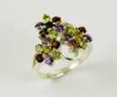 Ring Silver Mixed Floral Stones