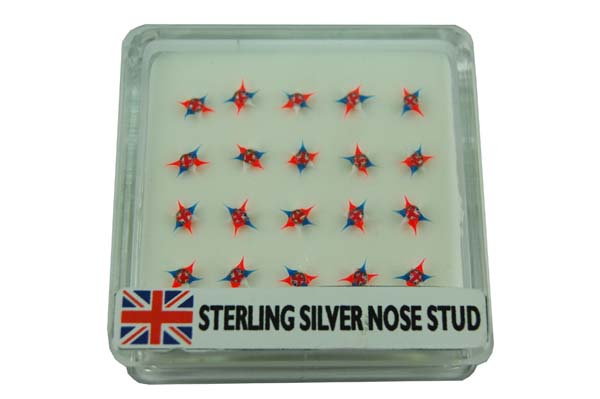 Nose Stud Silver Union Jack 20pcs