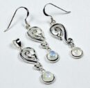 Pendant And Earring Set Swirl With Stone Moonstone
