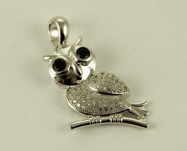 Pendant Silver Owl CZ H2cm