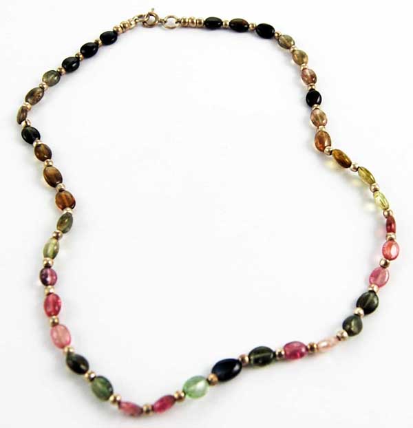 Necklace Silver Multi Oval Stone