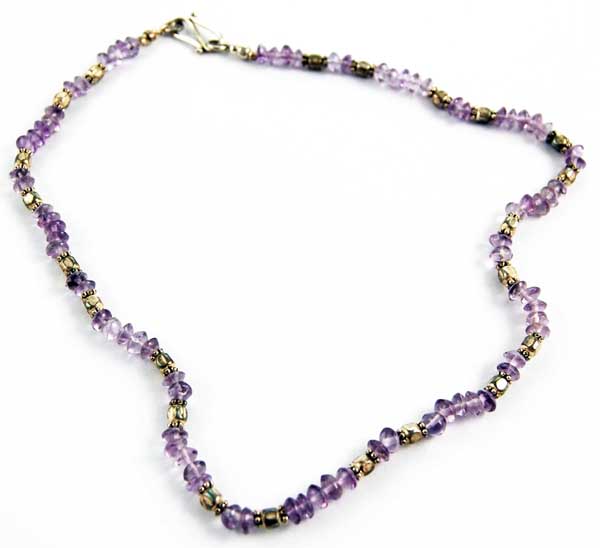 Necklace Silver Amethyst Beads