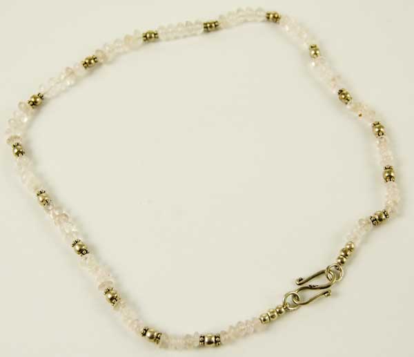 Necklace Silver Rose Quartz Bead