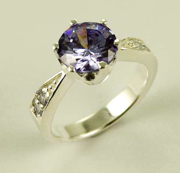 Silver Ring Stone Purple