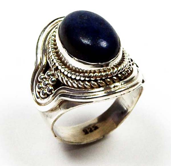 Ring Silver Oval Stone Lapis