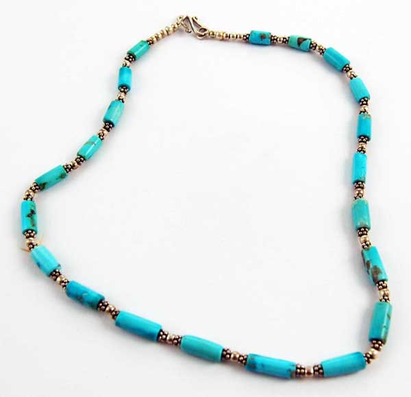 Necklace Silver Turquoise Tube