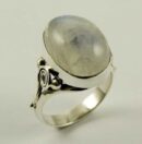 Ring Silver Flat Oval Rainbow Stone