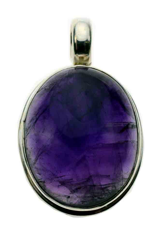 Silver Pendant Oval Thick Set