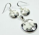 Pendant And Earring Set Clover Leaf In Circle