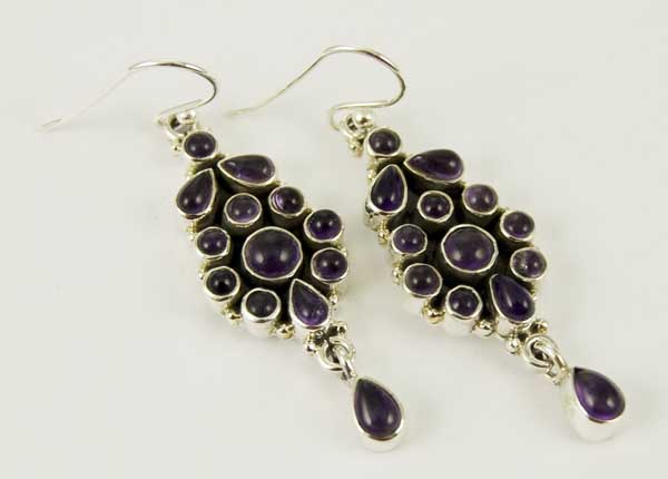 Earring Silver Amethyst Stones