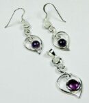 Pendant And Earring Set Swirl Drop With Double Stone Amethyst