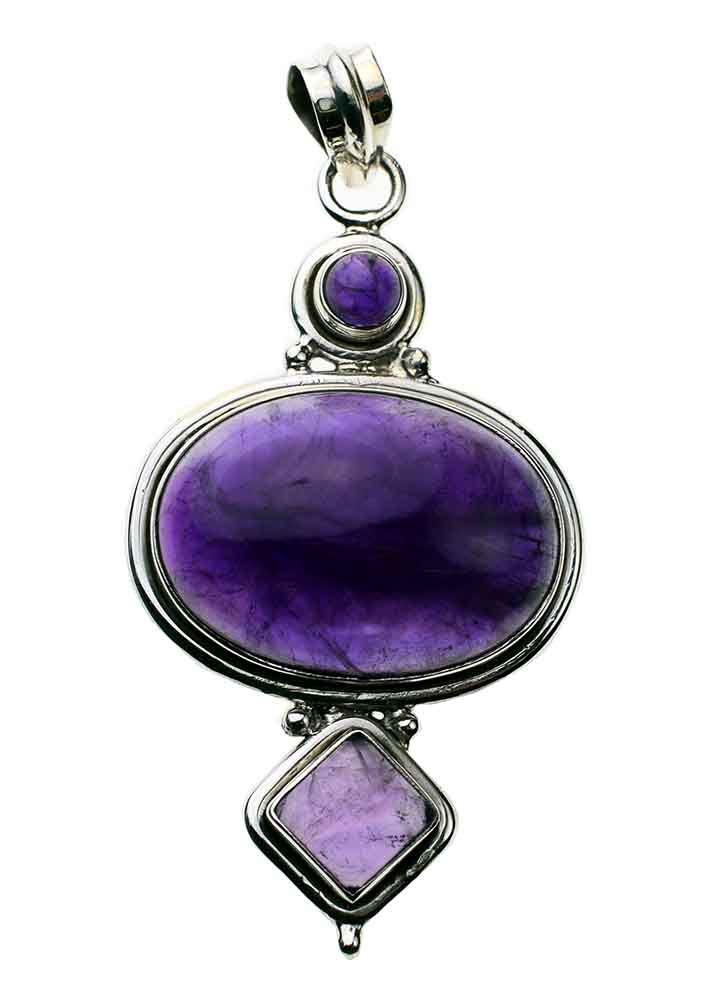 Silver Pendant Triple Stone