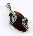 Pendant Silver Marcasite Red