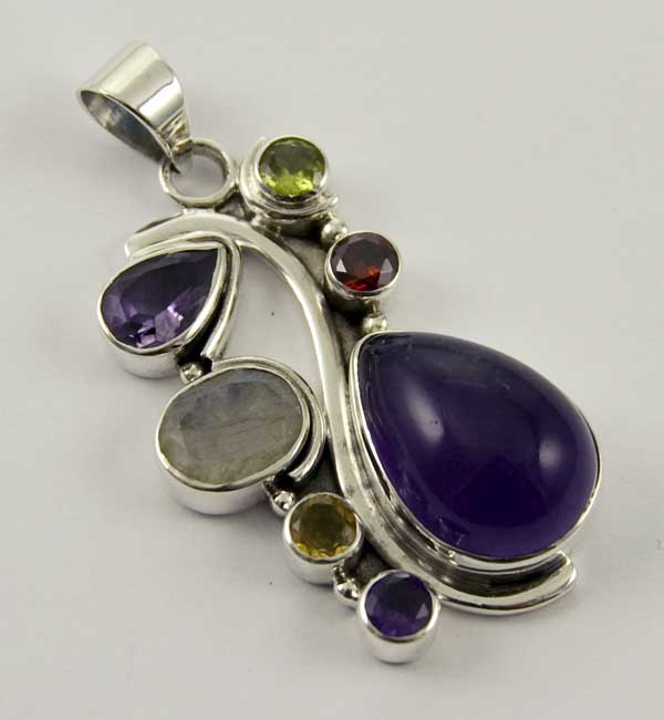 Pendant Silver Tear Drop Amethyst