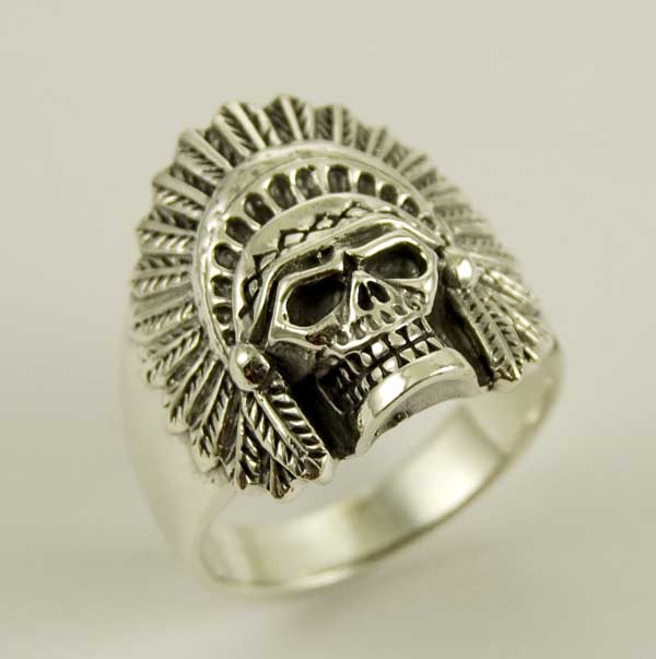 Ring Silver Skull Indian