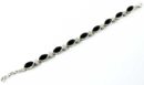 Bracelet Silver Oval Links Onyx Cab
