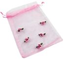 Pouch Mesh Pink With Flowers 2pcs