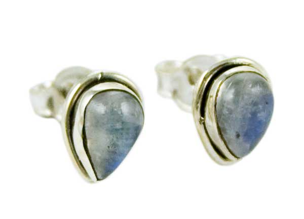 Silver Earring Stud Labradorite