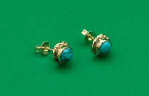 Gold Plated Earring Stud Turquoise