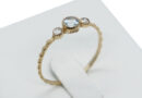 Gold PL Ring Round Blue Topaz