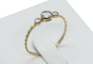 Gold PL Ring Round Blue Topaz