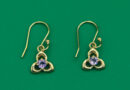 Gold Plated Earring Triquatra Amethyst