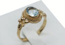 Gold PL Ring Oval Blue Topaz