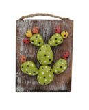 Wooden Plaque Cactus 15cm