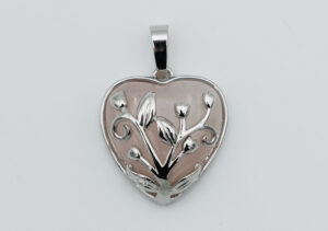 Pendant Heart Caged Rose Qz