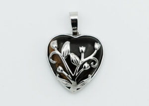 Pendant Heart Caged Tiger Eye