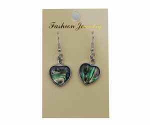 Earrings Heart Caged Abalone