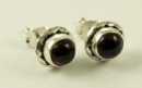 Silver Plated Earring Stud Garnet