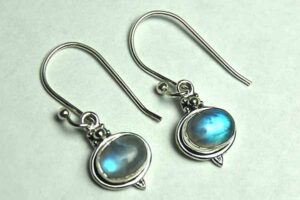 Silver Plated Earring Oval Rainbow