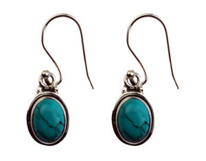 Silver Plated Earring Oval TRQ