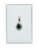 Silver Plated Pendant Tear Emerald