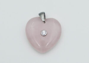 Pendant Heart CZ Rose Quartz