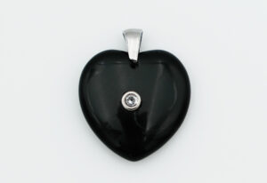 Pendant Heart CZ Obsidian