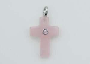 Pendant Cross CZ Rose Quartz