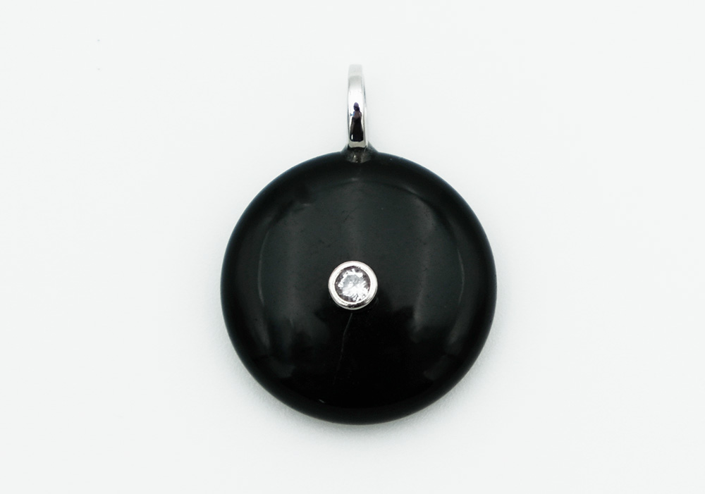 Pendant Round CZ Obsidian