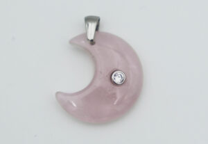 Pendant Moon CZ Rose Quartz